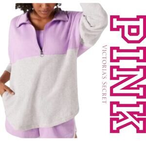 Victorias Secret Varsity Half Zip Pullover Lilac Gray Size XS